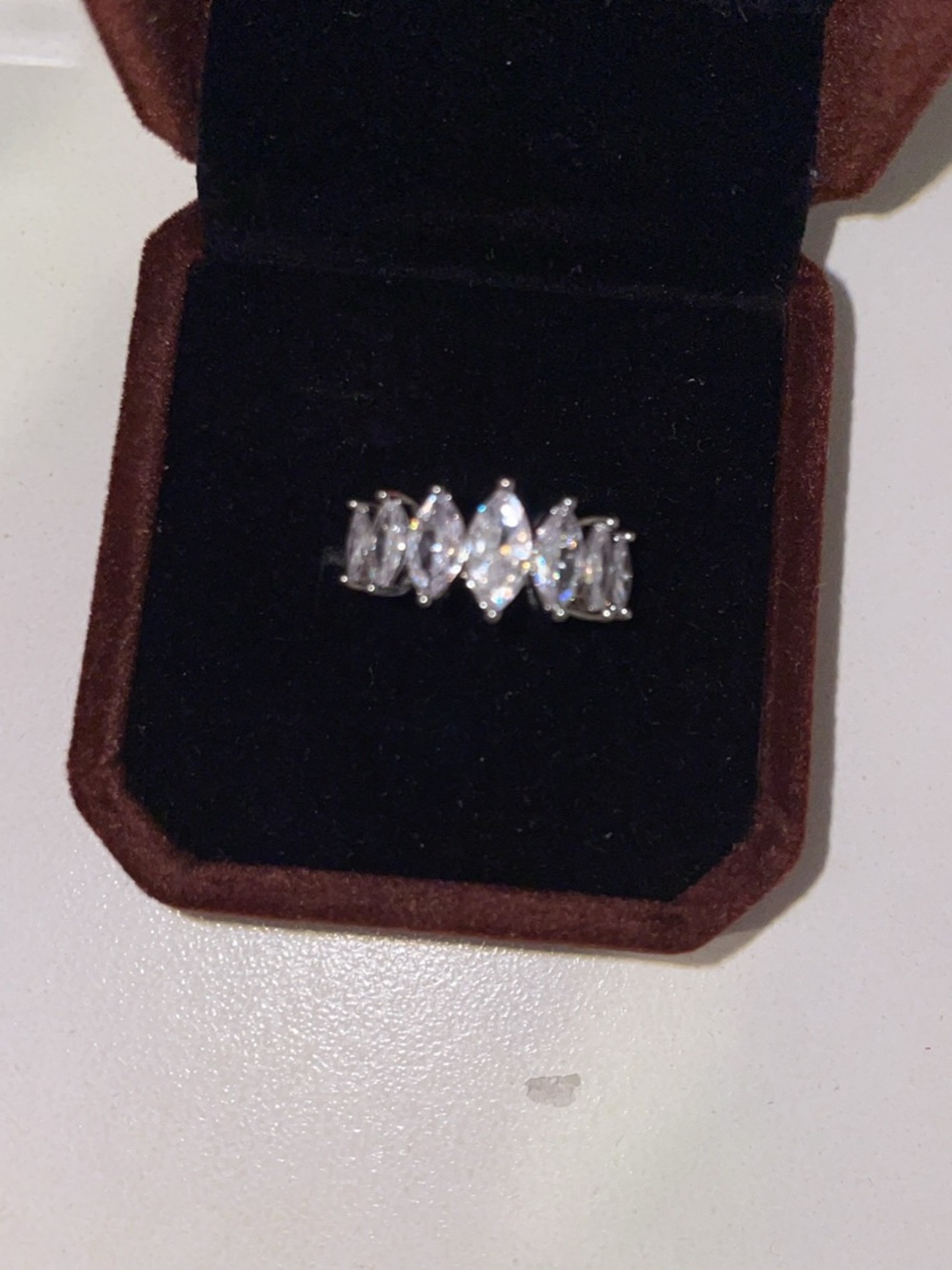 Silver Marquise CZ Cluster Ring - White
